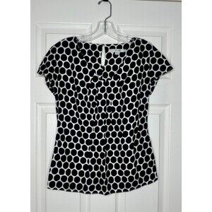 Boden black white polka dot women’s short sleeve shirt size 6 UK 10